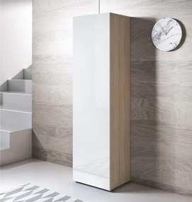 Armário Alto Tavira – 40x167 cm – Sonoma e Branco com Pés