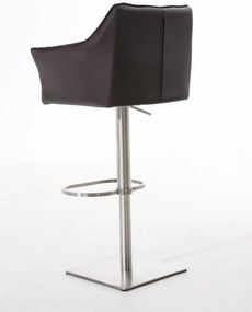Banco de bar Damaso em couro sintético e estrutura prateada 64 x 88-113 x 45 cm Castanho
