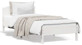 Estrutura de cama com cabeceira 90x200 cm pinho maciço branco