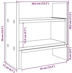 Organizador de secretária 38,5x17x39cm derivados madeira branco