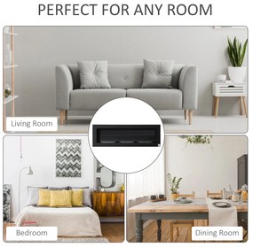 Lareira de Bioetanol de Parede com Depósito de 1 L Tempo de Combustão 3H para Interiores 20 m² 120x15x40 cm Preto