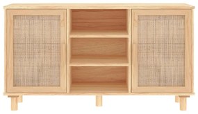 Aparador 105x30x60 cm pinho maciço/vime natural castanho
