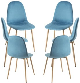 Pack 6 Cadeiras Teok Veludo - Verde-azulado