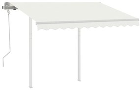Toldo retrátil manual com postes 3,5x2,5 m cor creme