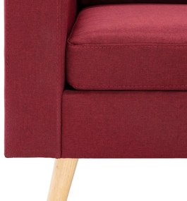 Sofá de 3 lugares com apoio de pés tecido vermelho tinto
