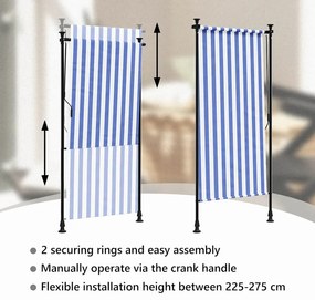 Estore de rolo para exterior 120x270cm tecido/aço azul e branco