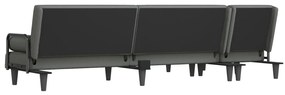 Sofá-cama em forma de L 260x140x70 cm tecido cinzento-escuro
