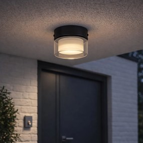 Plafon moderno preto com vidro fumado - Puck