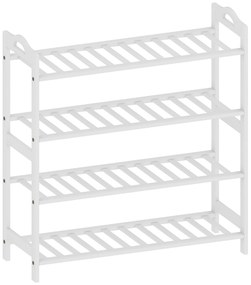 Sapateira de 4 Níveis Estante para Sapatos em Bambu para 12 Pares de Sapatos 67,5x24,7x72 cm Branco
