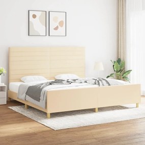 Estrutura de cama sem colchão 200x200 cm tecido cor creme