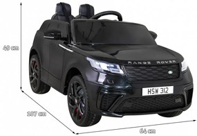 Carro elétrico para Crianças 12V Range Rover Velar Rodas de EVA, Assento de couro Preto