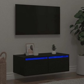 Móvel de TV com luzes LED 75x35,5x25 cm carvalho preto