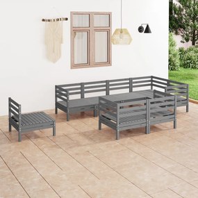 vidaXL 8 pcs conjunto lounge de jardim pinho maciço cinzento