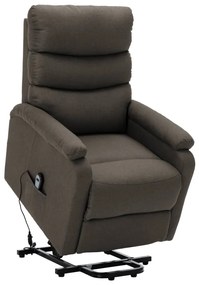 vidaXL Poltrona elevatória tecido cinzento-acastanhado
