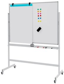Quadro branco magnético dupla face com canetas magnéticas e borracha - preto