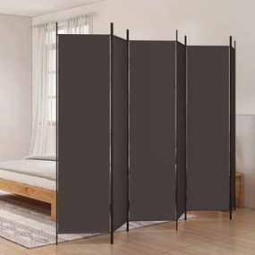 vidaXL Divisória/biombo com 6 painéis 300x200 cm tecido castanho