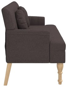 Banco c/ almofadões 113x64,5x75,5 cm tecido castanho-escuro