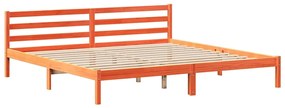 Cama sem colchão 200x200 cm pinho maciço castanho-mel