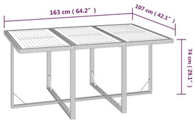 7 pcs conjunto de jantar p/ jardim c/ almofadões vime PE preto