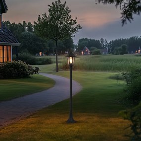 Poste de exterior clássico preto 122cm IP44 - New Haven Hammered