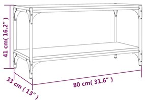 Móvel de TV 80x33x41 cm derivados madeira/aço cinzento sonoma