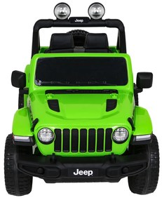 Carro elétrico para Crianças 12V 4x4 Jeep Wrangler Rubicon Rodas de EVA, Assento de couro Verde