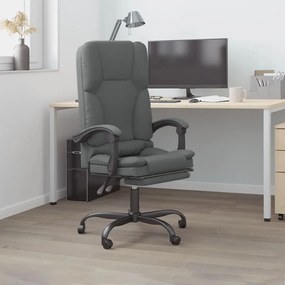 vidaXL Cadeira massagens escritório reclinável tecido cinzento-escuro