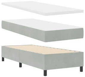 Cama Box Spring com Colchão Cinza Claro 80x200 cm Veludo