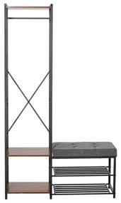 HOMCOM Móvel Cabide de Entrada com Sapateira Banco e Prateleiras Armário de Entrada com Cabides 104,5x42x180,5cm Marrom e Preto