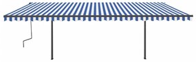 Toldo automático c/ LED e sensor de vento 6x3 m azul e branco