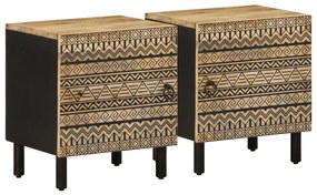 vidaXL Mesa de cabeceira 2 pcs 40x33,5x46 cm mangueira áspera maciça