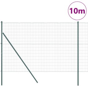 Cerca Euro com 7 Postes 1,5x10 m Aço Galvanizado Verde