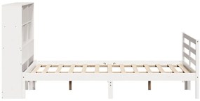 Cama com estante sem colchão 140x200 cm pinho maciço branco