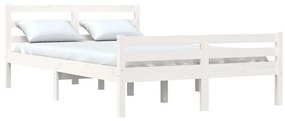 Estrutura de cama casal 135x190 cm madeira maciça branco