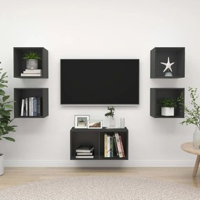 vidaXL 5 pcs conjunto de móveis de TV contraplacado cinzento