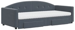 Sofá-cama c/ gavetão e gavetas 90x190 cm veludo cinzento-escuro