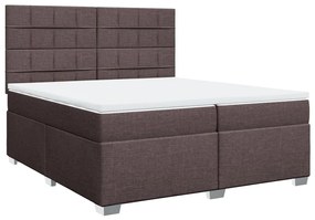 Cama com molas/colchão 200x200 cm tecido castanho-escuro