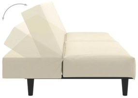 Sofá-cama de 2 lugares veludo cor creme
