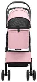 Carrinho de Pet Dobrável Rosa 81 x 47 x 99 cm Tecido Oxford