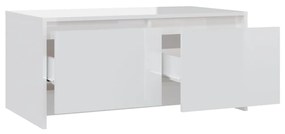 Mesa de Centro com 2 Gavetas - Branco Brilhante - Design Nórdico
