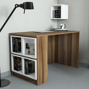 Secretária Box – Nogueira e Branco – 120x75x65 cm