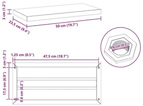 Prateleiras de parede 2 pcs 50x23,5x3cm aço inoxidável prateado