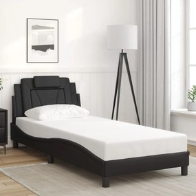 vidaXL Estrutura de cama c/ cabeceira couro artificial 80x200 cm preto