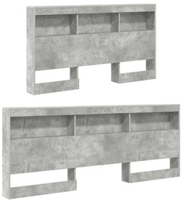 Cama estante com prateleira com cabeceira 2 pcs Cinzento cimento 140 x