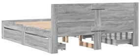 Estrutura de cama c/ cabeceira derivados madeira cinza sonoma