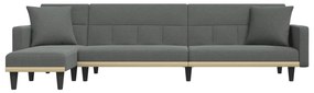 Sofá-cama em forma de L 275x140x70 cm tecido cinzento-escuro