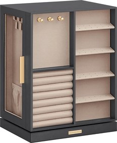 Caixa para joias giratória a 360°, 16 x 22,2 x 28,5 cm espaçosa, ideal para presente, cinzento ardósia