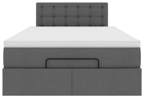 Cama otomana com colchão 120x190 cm tecido cinzento escuro