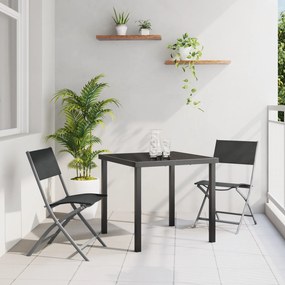 vidaXL Conjunto de Jantar para Jardim 3 Peças Preto Textilene e Aço