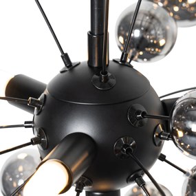 Candeeiro suspenso design preto com vidro fumê 4 luzes - Explode Design